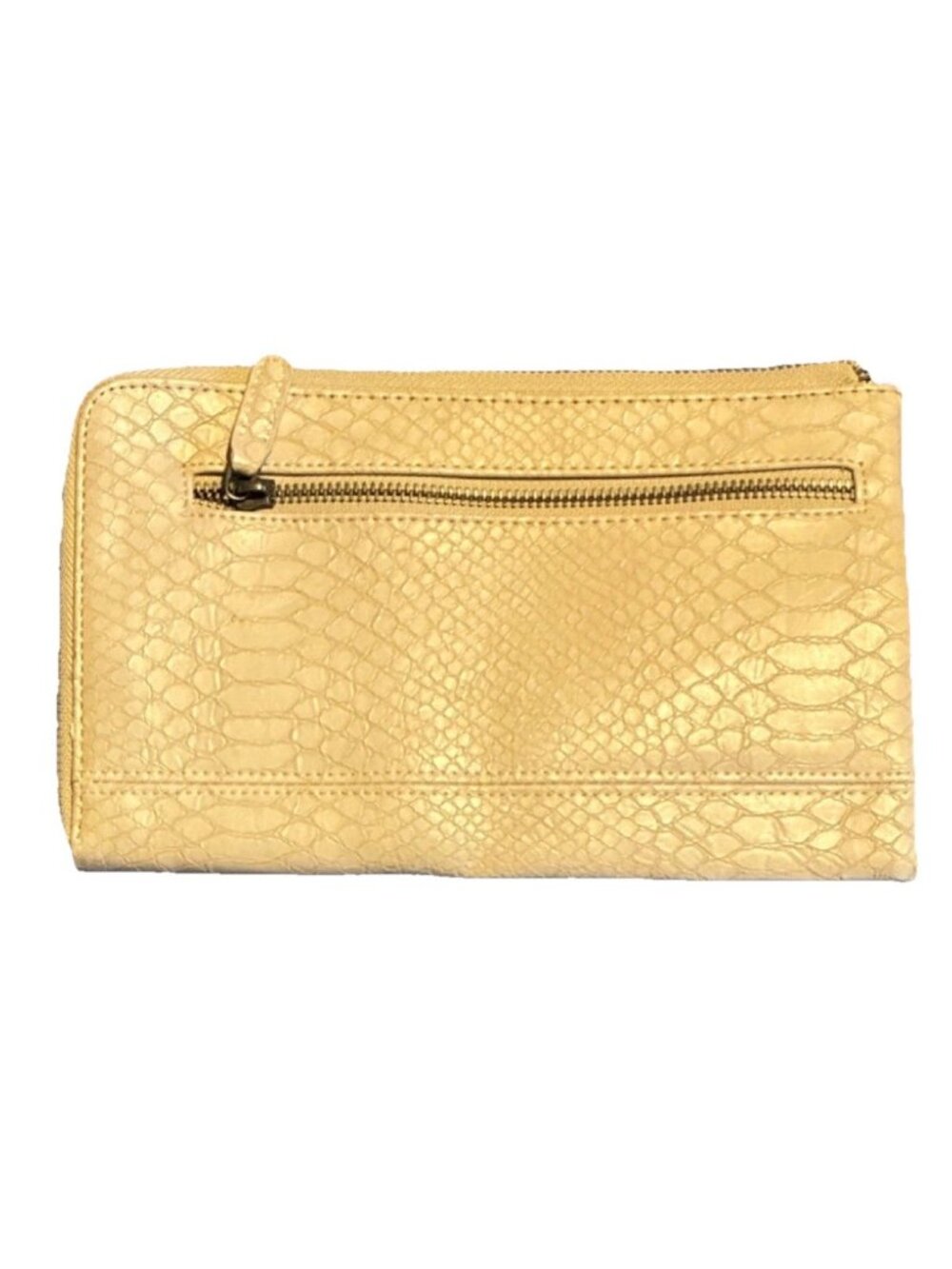 Joy Susan Croco Embossed Vegan Leather Zip-Around Wallet Crossbody Bag - Tan